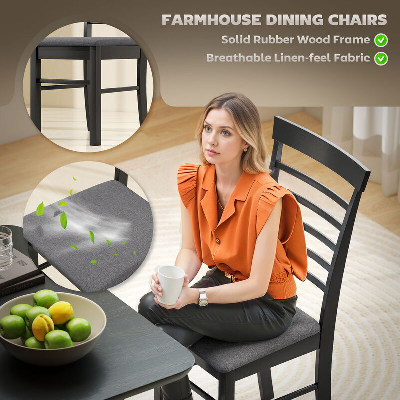 Hivvago Upholstered Kitchen Chairs Set of 2 with Wooden Frame image number 3
