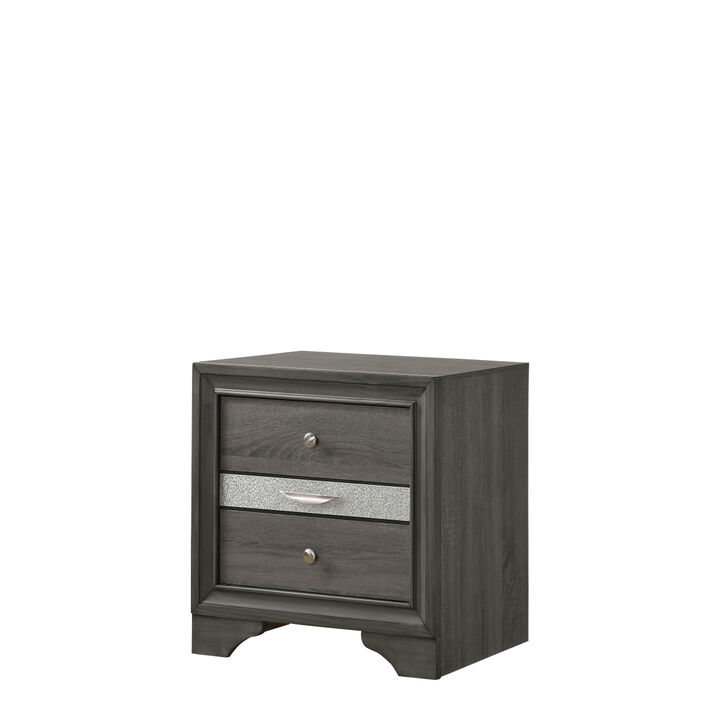 Streamdale Traditional Matrix 2 Drawers Nightstand In Gray Made With Wood