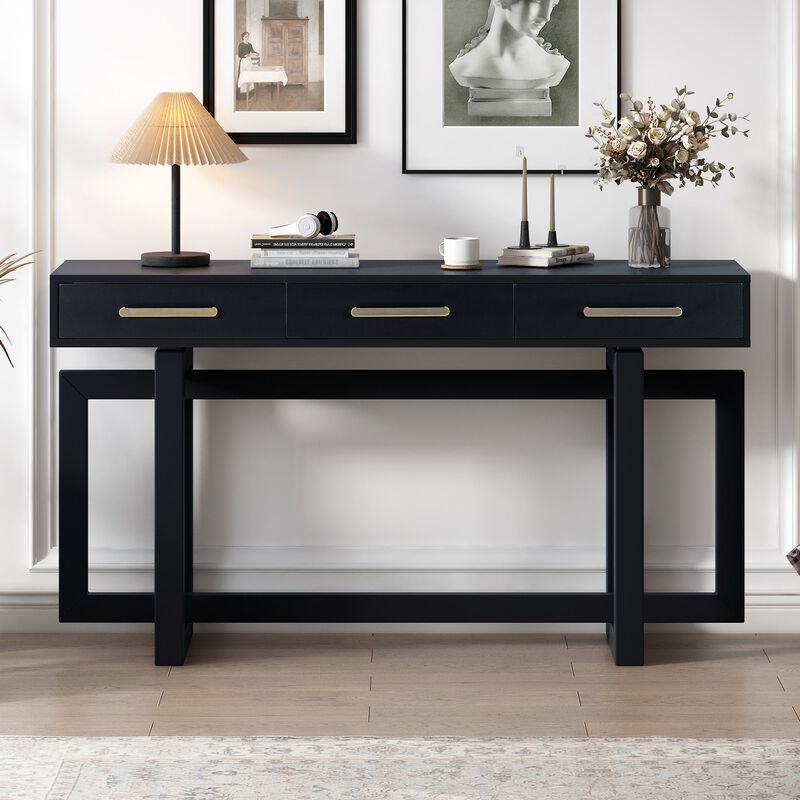 Elegant Console Table with Three Drawers, Extra Long Entryway Table for Entryway, Hallway, Living Room, Foyer, Corridor image number 1