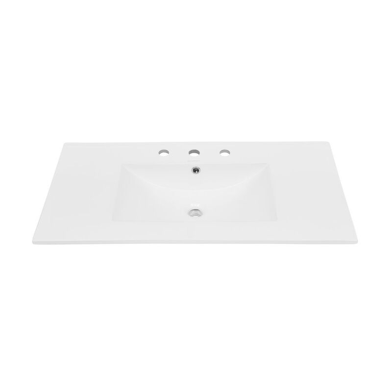 36" Ceramic Vanity Top with Three Faucet Holes image number 2