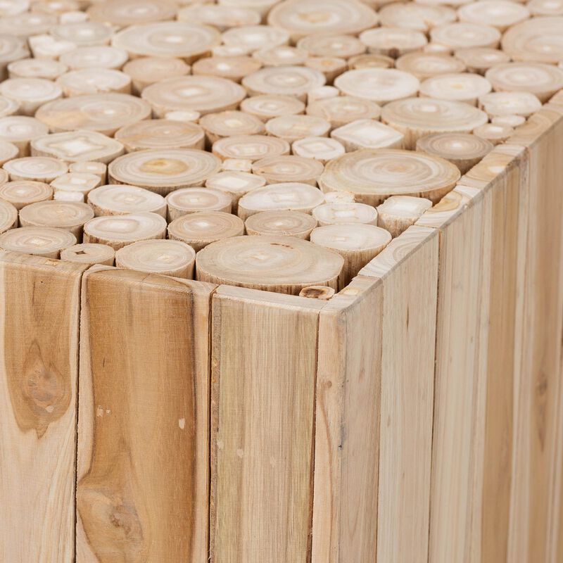 Bali & Pari Grayson Bohemian Natural Teak Wood Coffee Table with Unique Repurposed Wood Logs