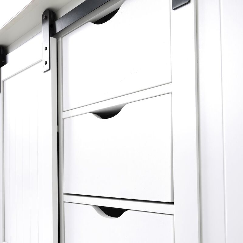 American Furniture Classics Countryside Barn Door Buffet with Two Sliding Barn Doors and Three Drawers