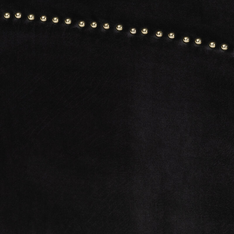 Baxton Studio Oxley Traditional Black Velvet and Gold Metal Queen Size Panel Bed