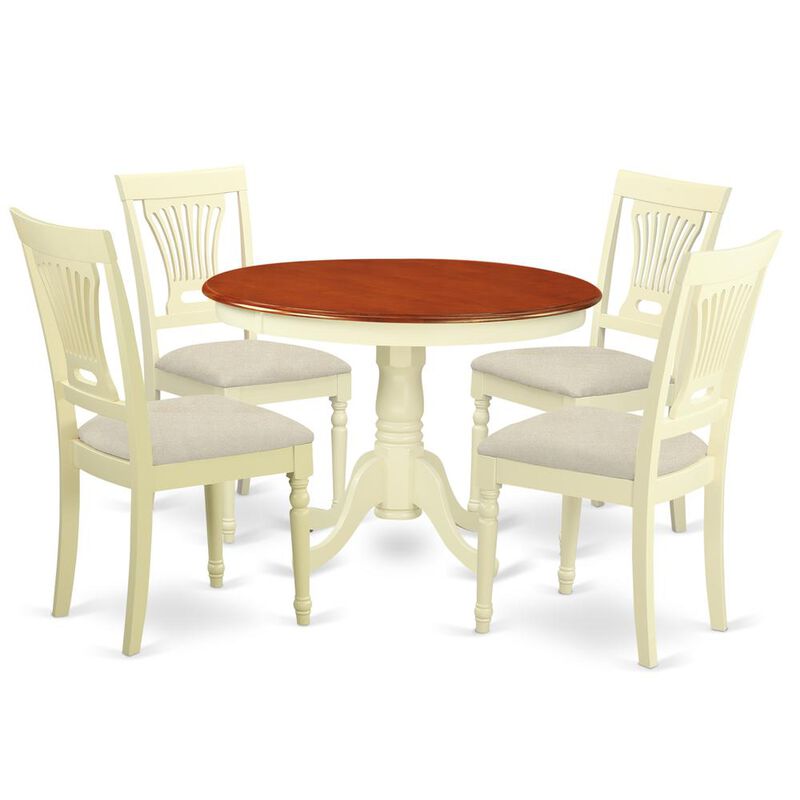 5 Pc set with a Dining Table and 4 Dinette Chairs in Buttermilk and Cherry .