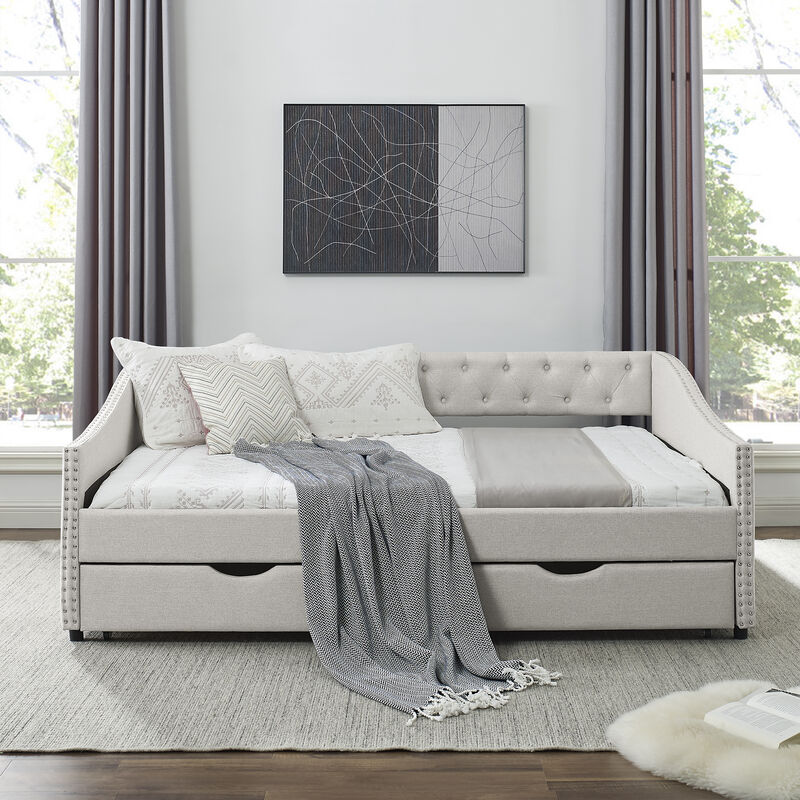 Kejorn Linen 2 Storage Drawers Daybed image number 2