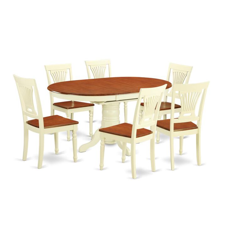 7 Pc Dining set-Oval Table with leaf and 6 Dining Chairs