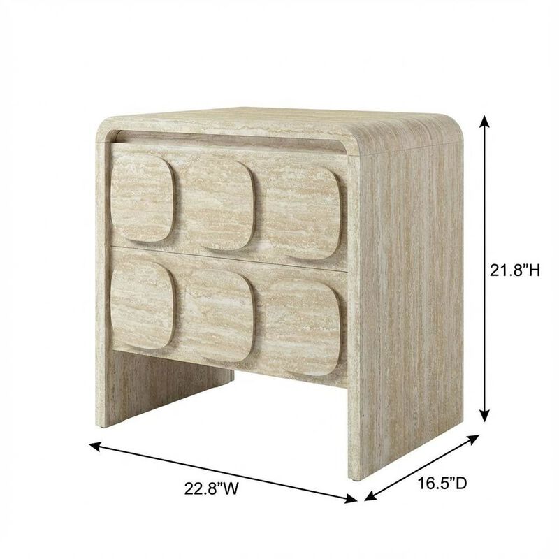 Gray Wood Nightstand with 2 Drawers and Modern Design image number 1