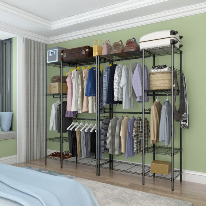 Portable Closet Organizer Garment Rack with Clothes Hanger & Home Shelf for Storage