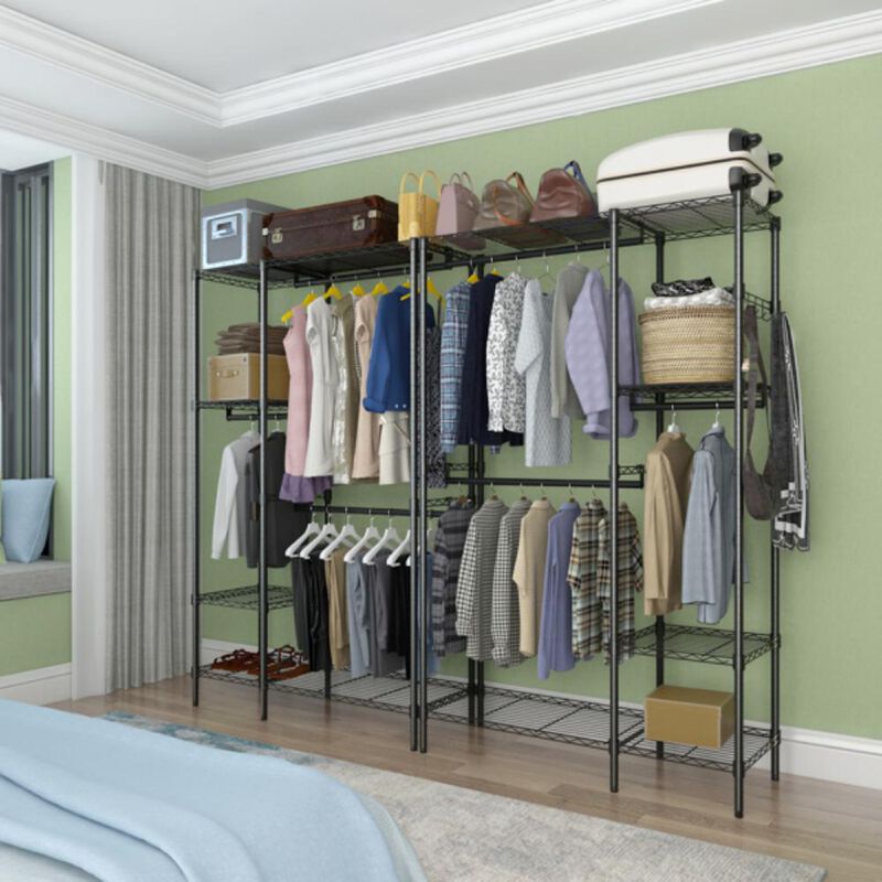 Portable Closet Organizer Garment Rack with Clothes Hanger & Home Shelf for Storage image number 1
