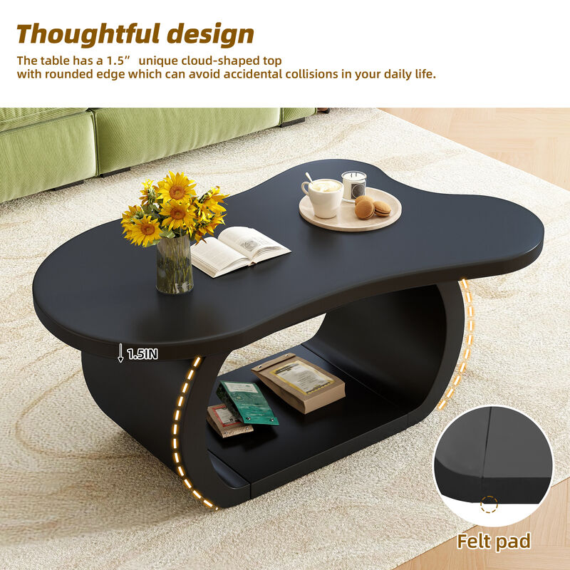 Merax Modern Cloud Coffee Table with 1.5" Thick Tabletop