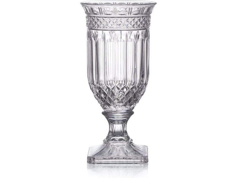 13" Glass Urn Vase &ndash; Tall Ripple Diamond Pattern Centerpiece image number 0
