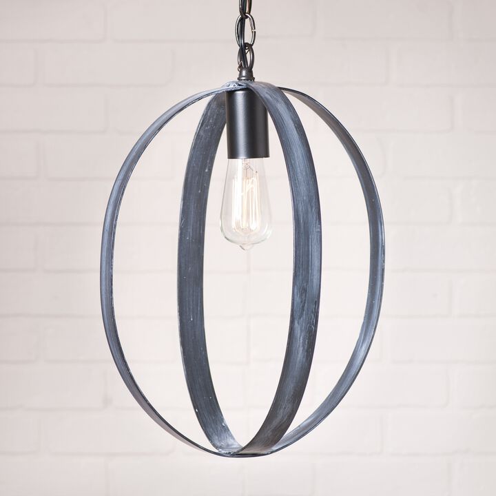 Irvin's Country Tinware 16-Inch Oval Sphere Pendant In Black