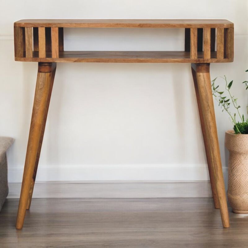 Artisan Furniture Solid Wood Slatted Oak-ish Console