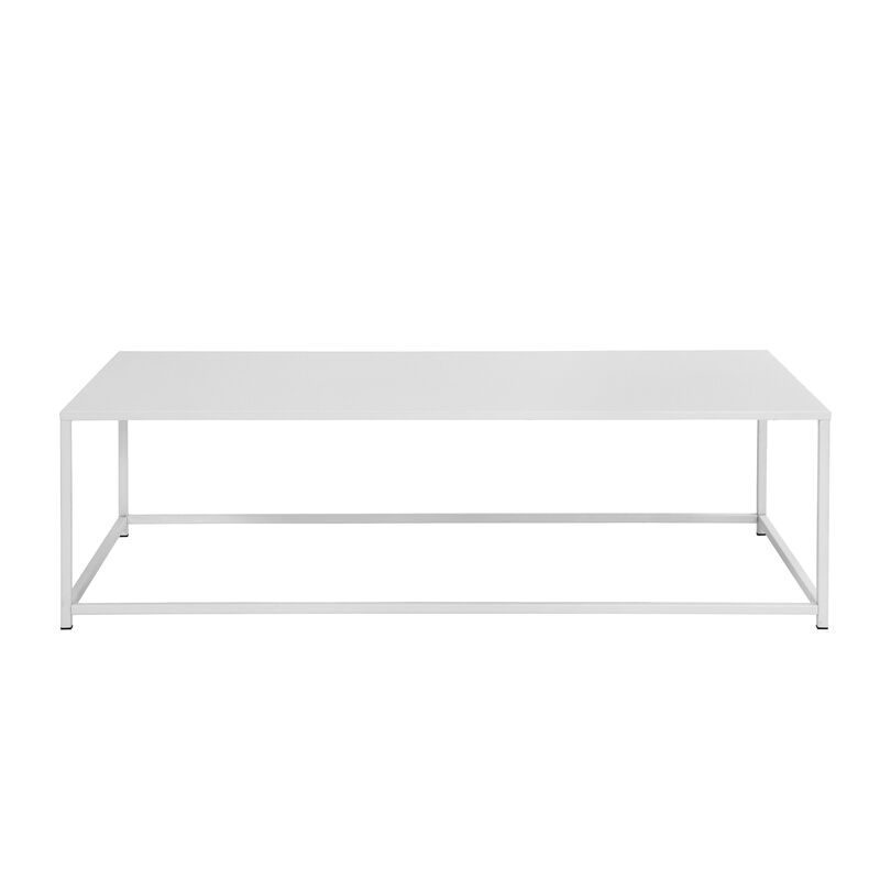 Eme 48 Inch  Coffee Table, Rectangular Tabletop, Modern White Metal Frame