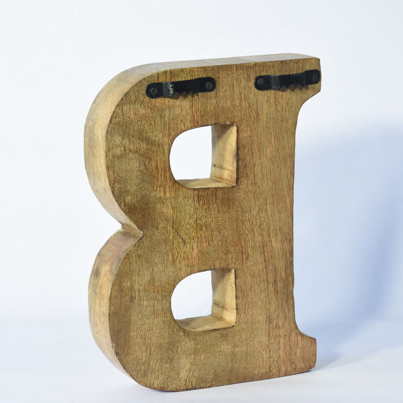 Vintage Natural Gold Handmade Eco-Friendly "B" Alphabet Letter Block For Wall Mount & Table Top Décor
