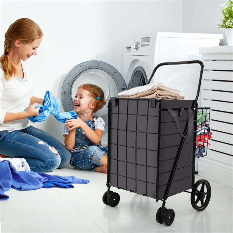 Portable Extra Large Folding Grocery Cart, Heavy-Duty Rolling Trolley for Home & Outdoor Use