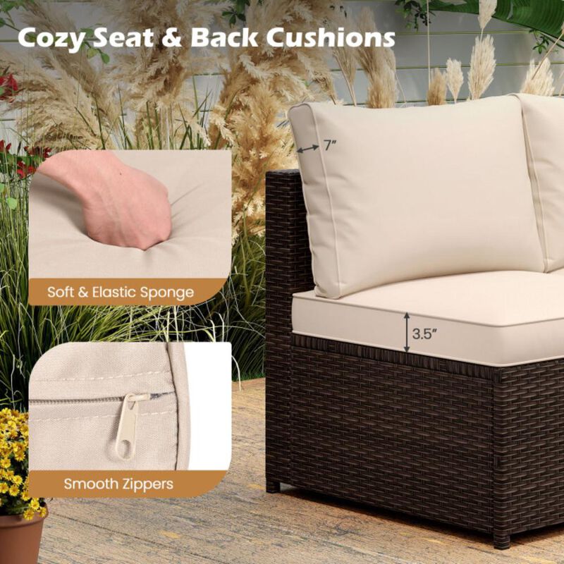 Hivvago 8 Piece Patio Furniture Set with Storage Box and Tempered Glass Coffee Table