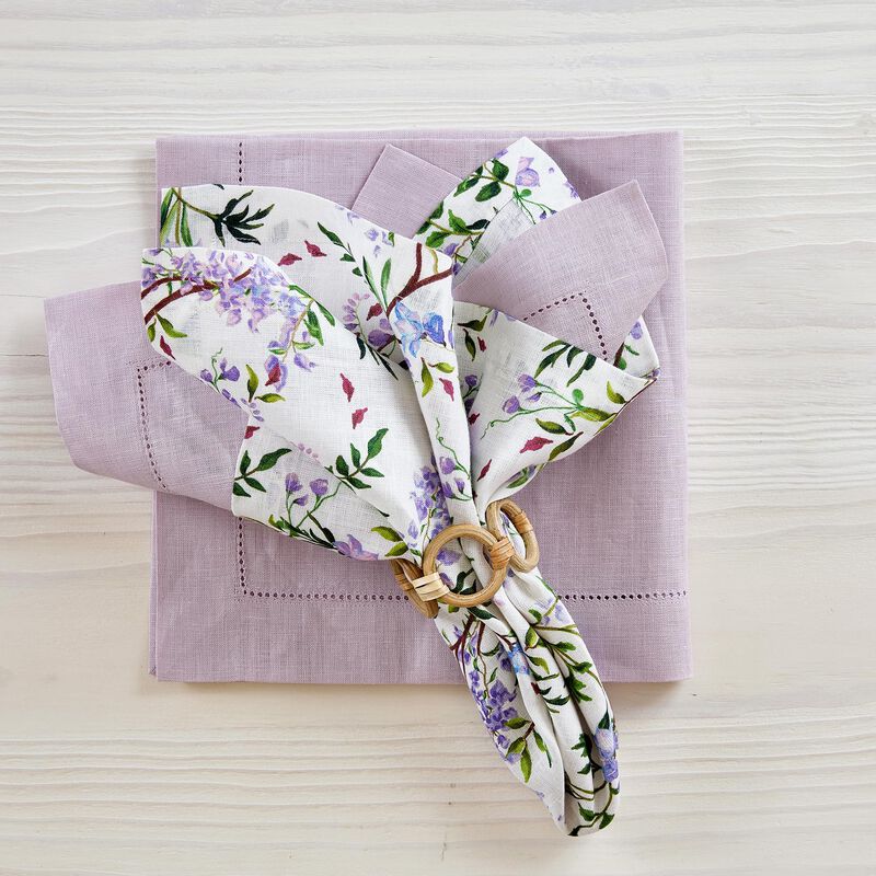 Solino Home 100% Pure Linen Dinner Napkins 20 x 20 Inch Set of 4 - Lilacs
