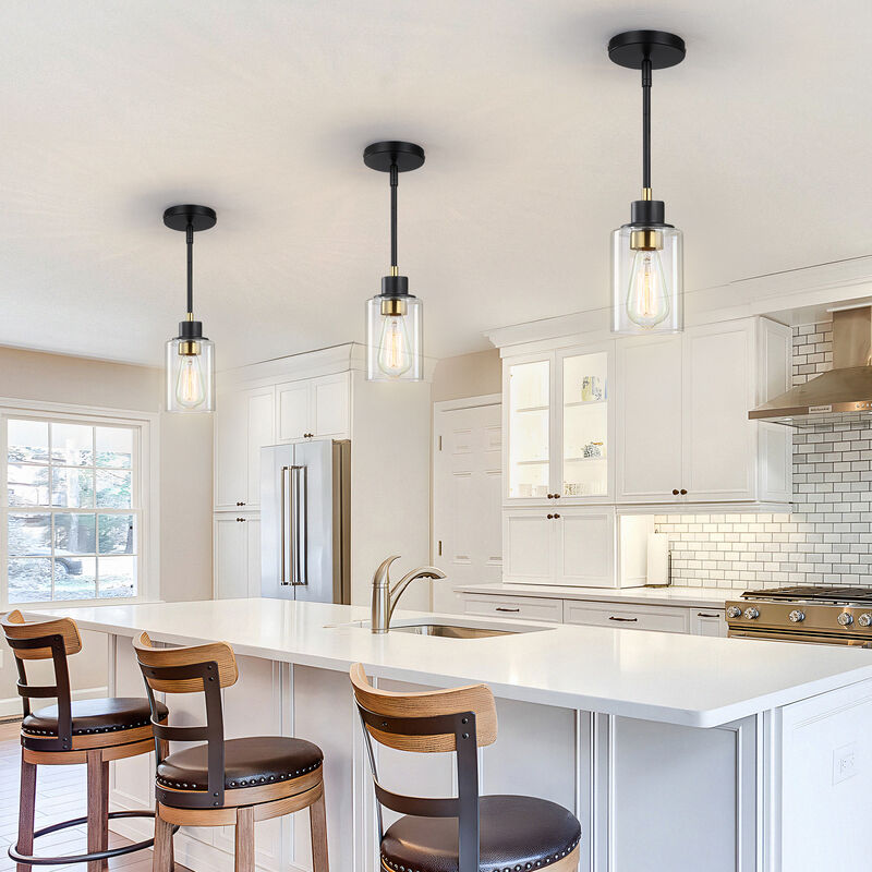 8" Modern Black and Warm Gold Glass Mini Pendant Light image number 7