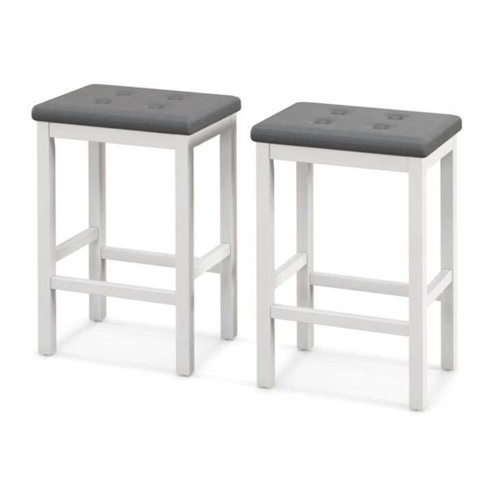 Hivvago 24" Bar Stools with Padded Seat Footrest and Rubber Wood Frame