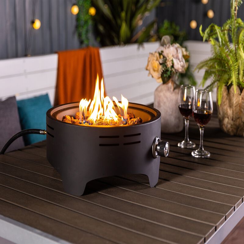 15 Inches Propane Tabletop Gas Fire, 40000 BTU Portable Round Steel Fire Pit