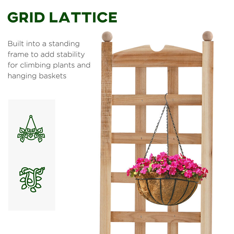 Outsunny Wooden Raised Garden Bed with Trellis, Outdoor Planter Box with Drainage Crevices for Climbing Vine Plants Flowers, 24" x 12" x 49"