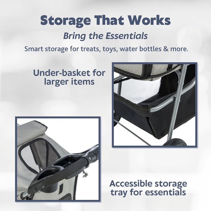 TRIXIE 3-Wheeled Foldable Dog & Cat Stroller with Canopy and Storage Compartments image number 8