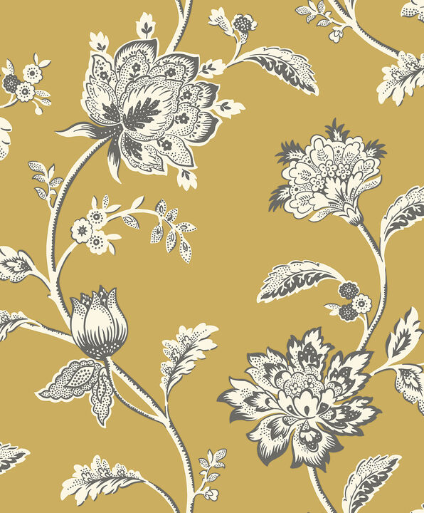 Juliette Mustard Jacobean Wallpaper