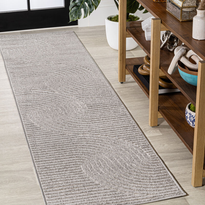 Hallie High-Low Minimalist Curve Geometric Indoor/Outdoor Area Rug