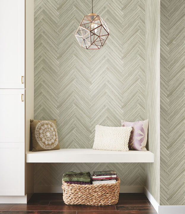 Hermosa Herringbone Brown Peel & Stick Wallpaper (Set of 2)