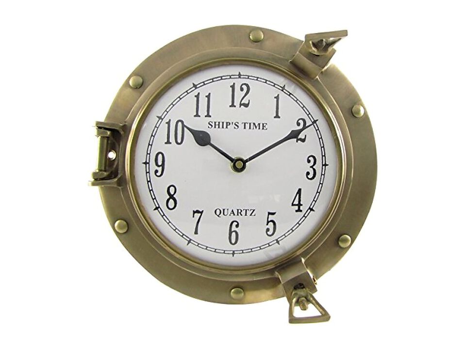Treasure Gurus Ships Time Solid Brass Wall Clock Coastal Home Decor