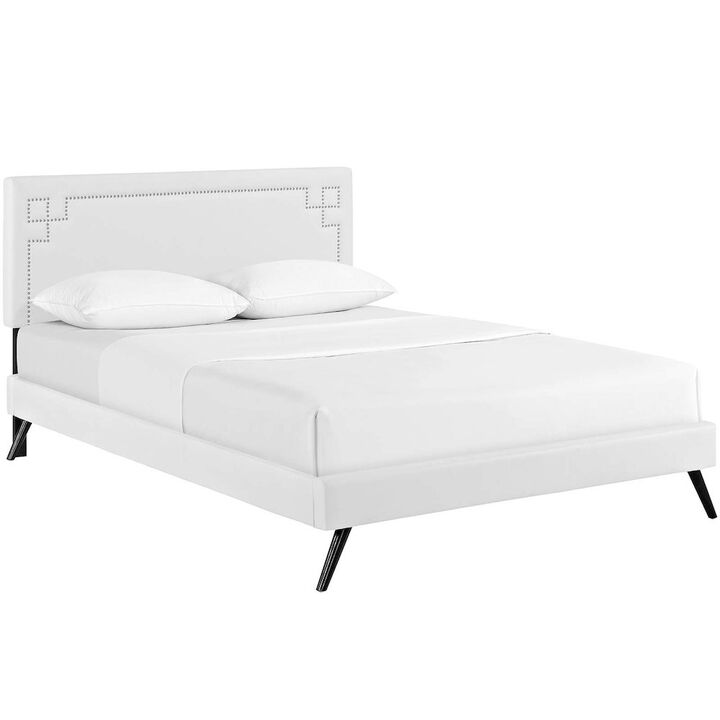 Modway Josie Vinyl Queen Platform Bed with Round Splayed Legs