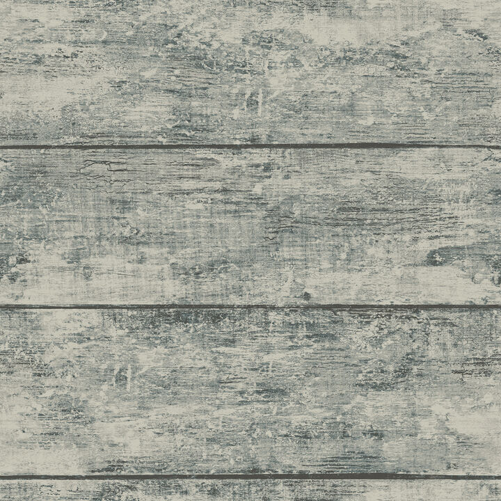 Cabin Teal Wood Planks Wallpaper