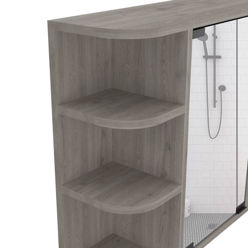 DEPOT E-SHOP Roma Mirrored Medicine Cabinet, Six External Shelves, Three Interior Shelves, Light Gray image number 6