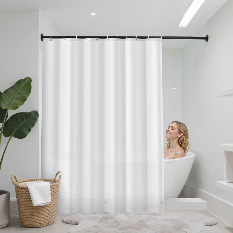 White Set of 2 Heavy Duty PEVA Shower Liner 72 Inch with 3 Magnets image number 1