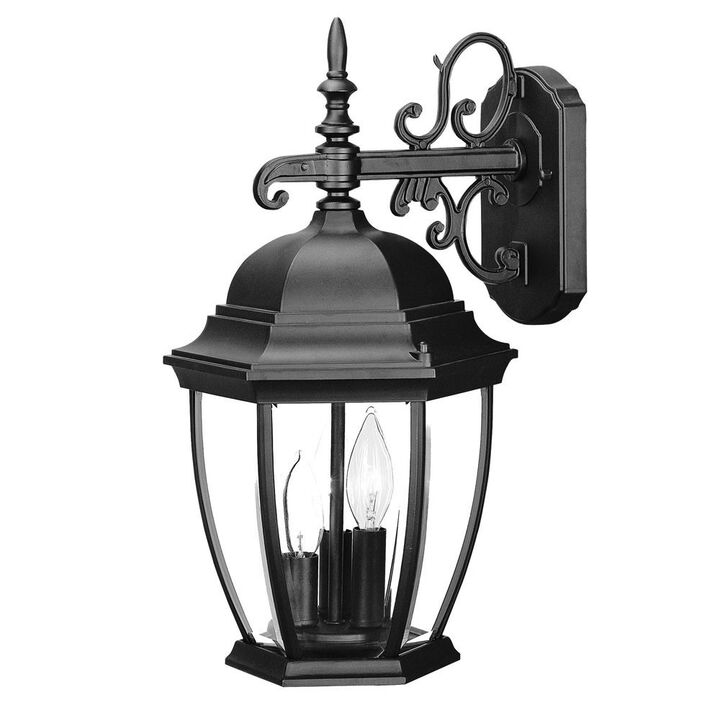 Hivvago Three Light Matte Black Wide Hanging Lantern Wall Light