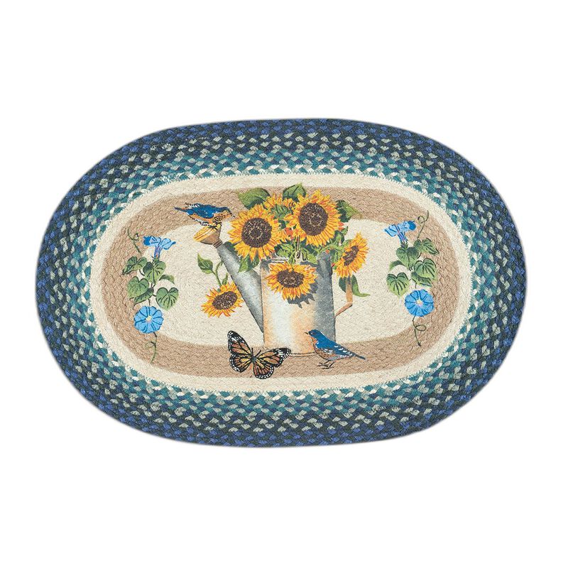 Earth Rugs Op-568 Sunflower Water Can Oval Patch 20 X 30 image number 0