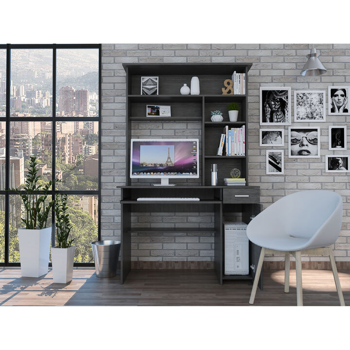 Streamdale Aberdeen 2-Drawer 7-Shelf Computer Desk With Hutch Smokey Oak