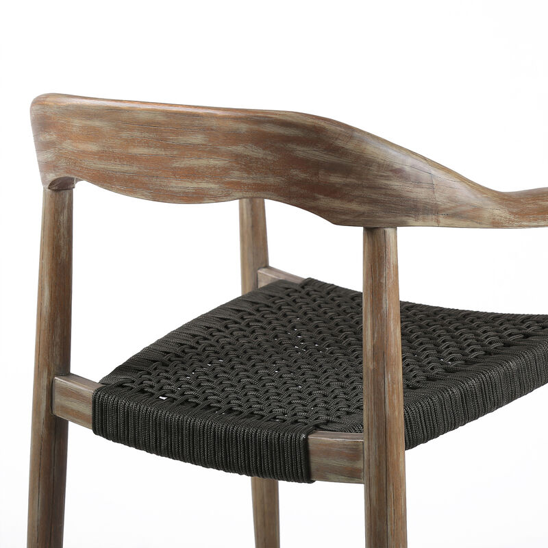 HomeRoots Set of Two 22" Black and Natural Wood Solid Wood Outdoor Dining Chairs image number 5