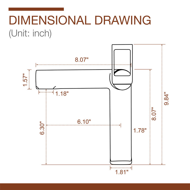 Mondawe Single Hole Modern Bathroom Faucet Long Spout Brass Bathroom Sink Faucet in Grey