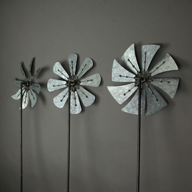 41 Inch Metal Kinetic Wind Spinner Garden Stakes Outdoor Decorations Set of 3 image number 3