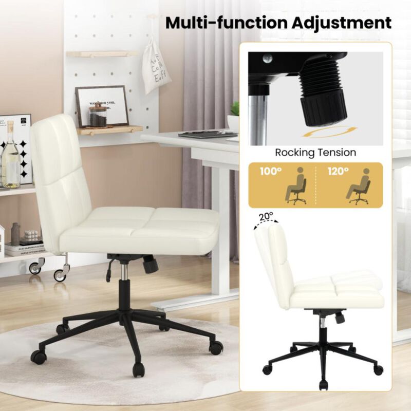 Hivvago Height-adjustable Armless Desk Chair with Wheels for Home Office Make Up