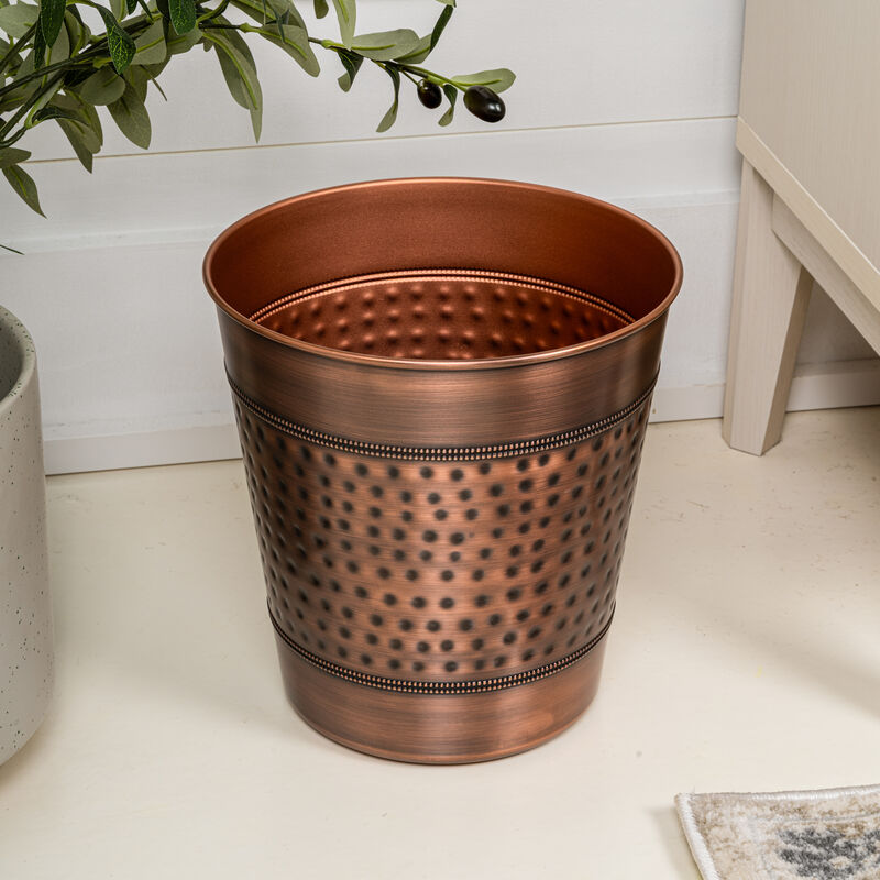 Riley Modern Classic Hammered Steel Accent 2-Gallon Wastebasket