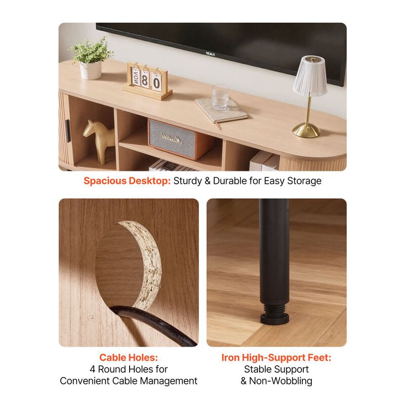 TV Stand for TVs up to 58 Inch with Adjustable Shelves and Sliding Door image number 5