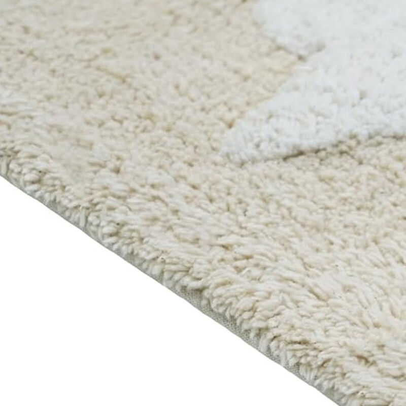 HomeRoots 32" White And Beige Cotton Clouds and Stars Youthful Bath Rug image number 3