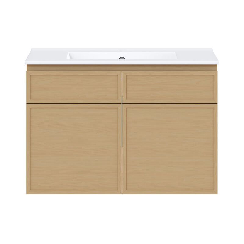 St. Tropez 30" Wall-Mounted Bathroom Vanity in Natural Oak with Sink Top image number 0