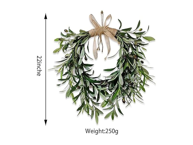 22 Heart Shaped Artificial Olive Leaf Fruit Wreath Realistic Green Branches Wall image number 2