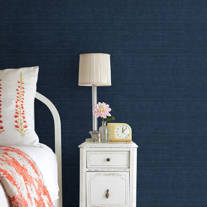 Peninsula Navy Sisal Grasscloth Wallpaper (Set of 2) image number 2