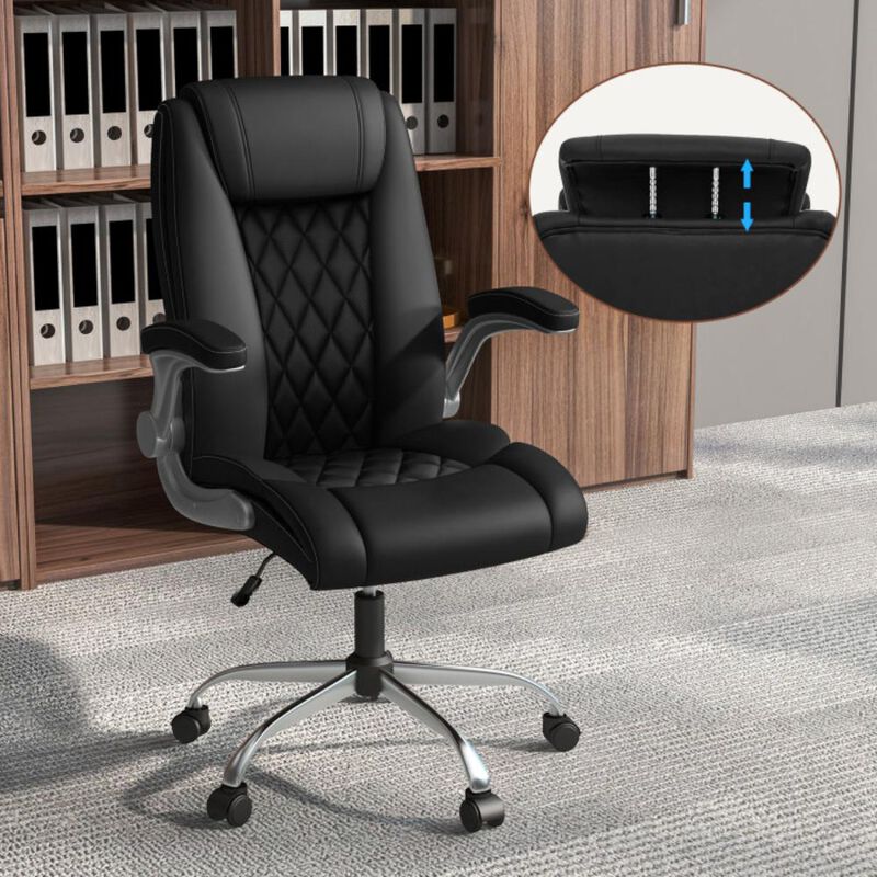 Hivvago Modern Height Adjustable PU Leather Office Chair with Rocking Function