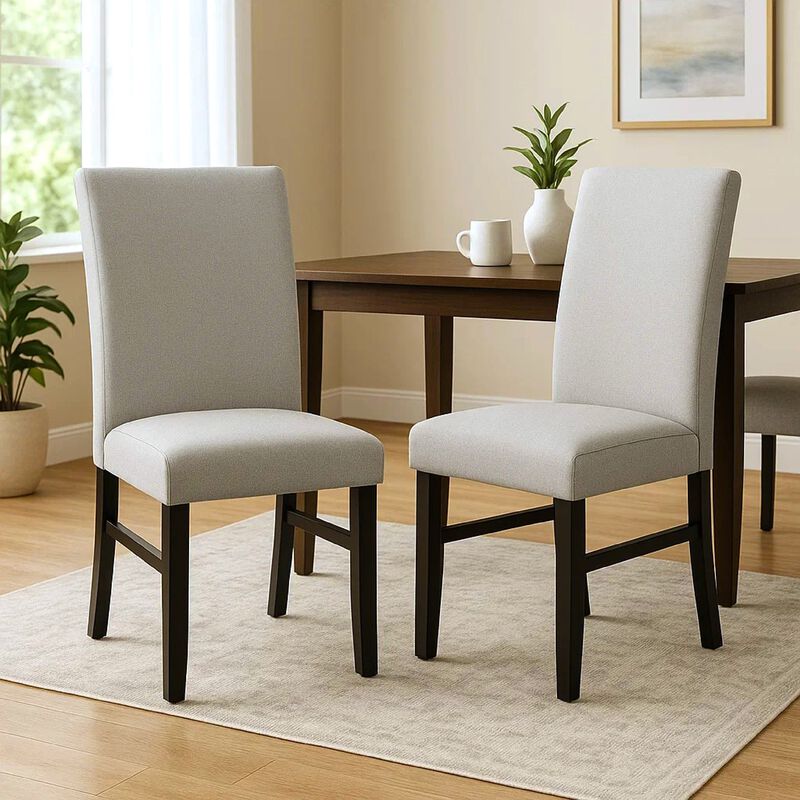 Riac Set of 2 Side Dining Chairs, Black Wood, Dove Gray Fabric Seat image number 6